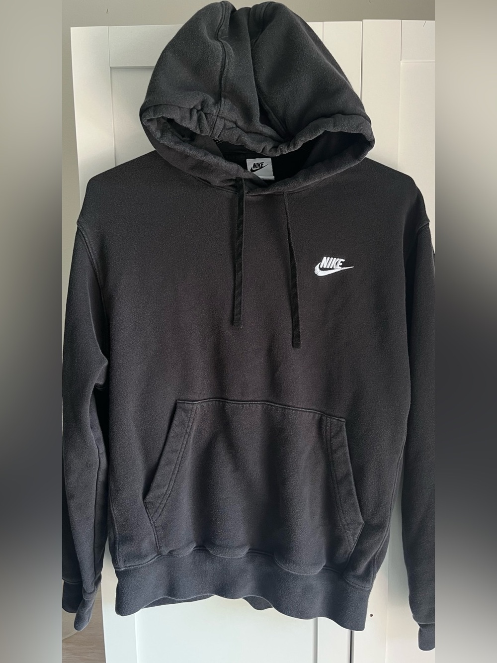 Nike Black Hoodie White Swoosh small cotton soft